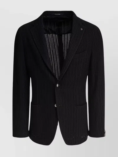 Tagliatore Lapel Jackets Textured Fabric Front Pockets In Brown