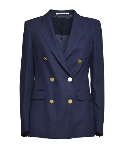 Tagliatore Lapel Long-sleeved Suit Jacket In Blue