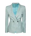 Tagliatore Double-breasted Tweed Blazer In Green