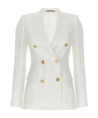 Tagliatore Lapel Long-sleeved Suit Coat In White