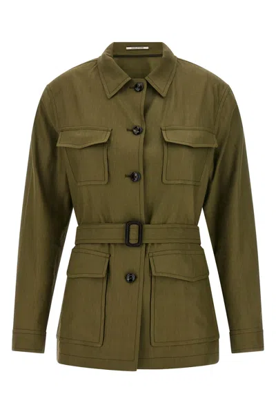 Tagliatore Lauren Blazer Belted Waist Collared Neck In Green