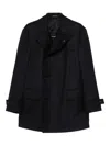 Tagliatore Double-breasted Wool Coat In Black
