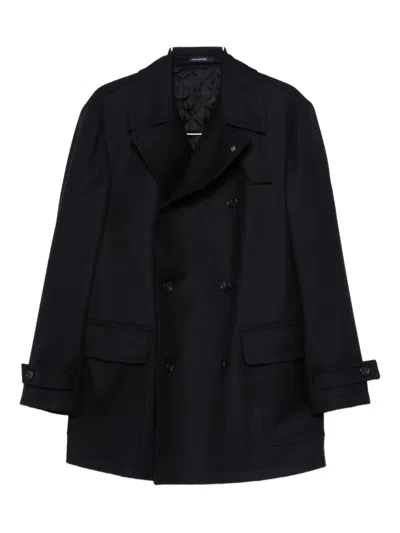 Tagliatore Double-breasted Wool Coat In Black