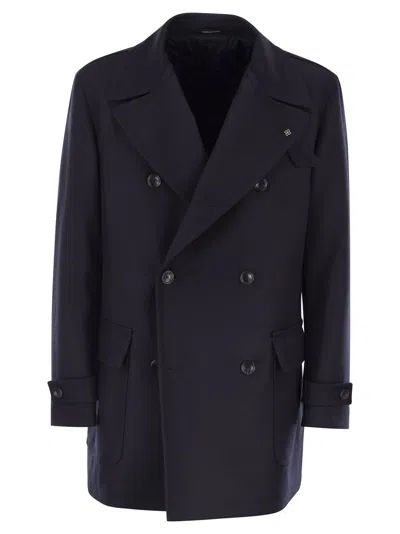 Tagliatore Lawrence Double Breasted Coat In Virgin Wool In Multi