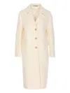 Tagliatore Longline Coat With Notched Lapels And Pockets In White