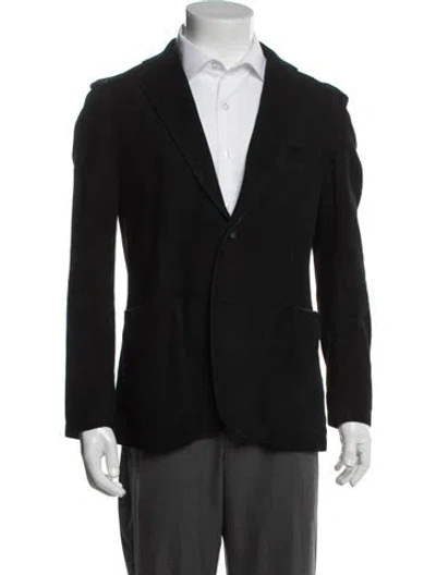 Pre-owned Tagliatore Leather Blazer In Black