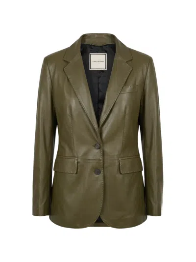 Tagliatore Leather Blazer In Multi