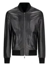 Tagliatore Leather Bomber Jacket In Black