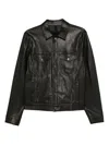 Tagliatore Long Sleeved Buttoned Leather Jacket In Black