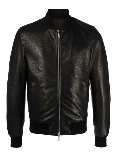 Tagliatore Leather Jacket In Black