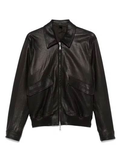 Tagliatore Leather Jackets Brown In Black