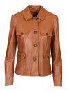 Tagliatore Leather Jacket Jackets Brown In Brown