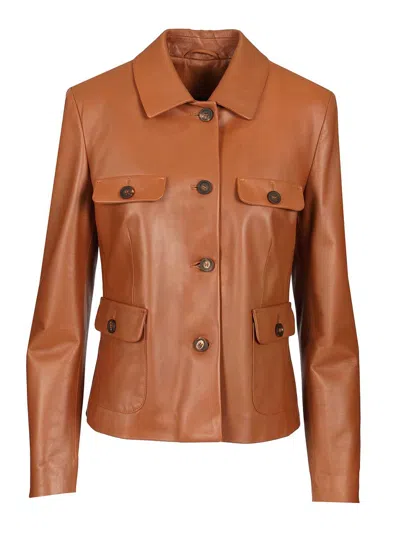 Tagliatore Leather Jacket Jackets Brown