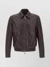 Tagliatore Leather Jacket With Collared Design And Front Pockets In Brown