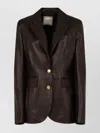 Tagliatore Leather Jacket With Notch Lapel And Back Vent In Brown