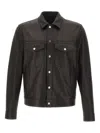 Tagliatore Leather Shirt Jacket In Black