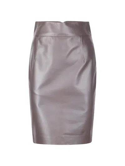 Tagliatore Leather Skirt In Gray