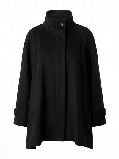 Tagliatore Leila High-neck Wool Cape Jacket In Black