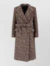 Tagliatore Leopard Print Belted Waist Long Jacket In Animal Print