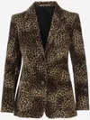 Tagliatore Leopard Print Single-breasted Blazer In Brown