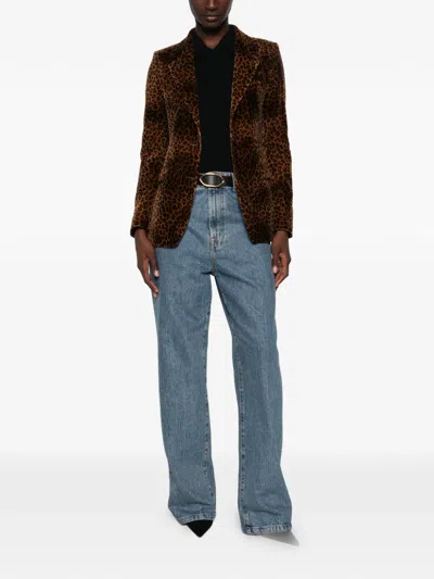 Tagliatore Leopard-print Blazer In Brown