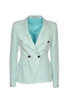 Tagliatore Double-breasted Tweed Blazer In Light Blue