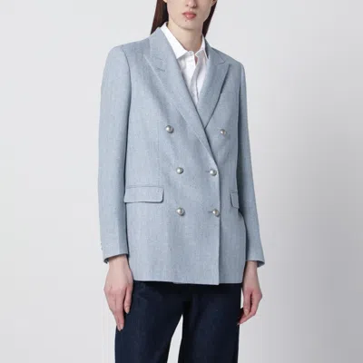 Tagliatore Light Blue Double-breasted Cotton-blend Jacket