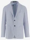 Tagliatore Light Blue Single-breasted Jacket With Herringbone Pattern In Blue