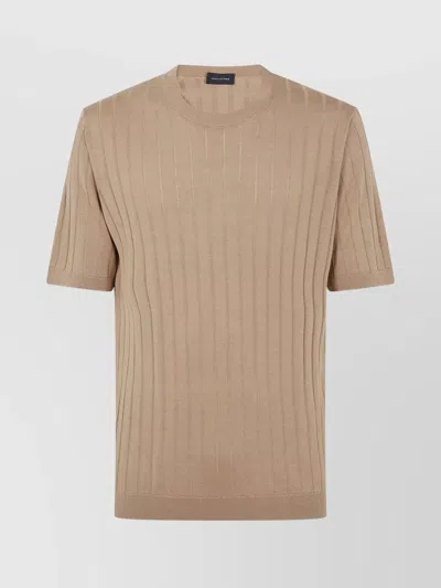TAGLIATORE LIGHTWEIGHT RIBBED TEXTURE ROUND NECK T-SHIRT