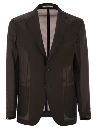 Tagliatore Men's Lightweight Technical Fabric Jacket In Brown
