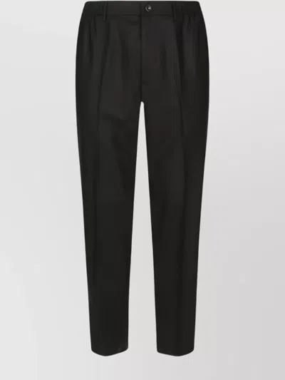 Tagliatore Lightweight Wool Elastic Waist Trousers In Black