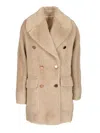 Tagliatore Lillian Double Breasted Ovetto Coats Beige In Brown
