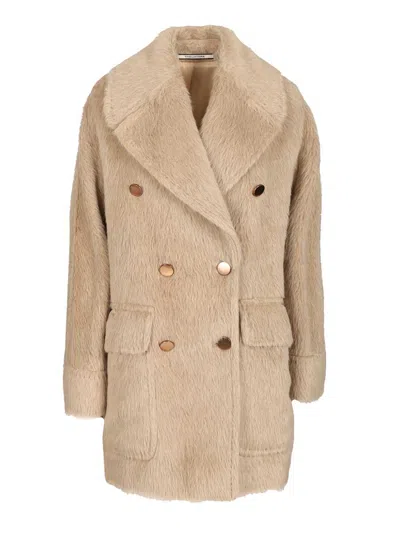 Tagliatore Lillian Double Breasted Ovetto Coats Beige In Brown