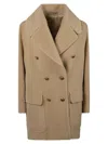 Tagliatore Double Breasted Short Coat In Neutrals