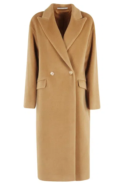 Tagliatore Linden Double-breasted Coat In Brown