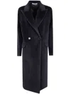 Tagliatore Long Notched Lapel Coat With Flap Pockets In Blue