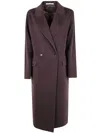 Tagliatore Double-breasted Coat Featuring Flap Pockets In Burgundy