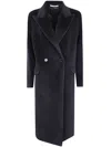 Tagliatore Long Notched Lapel Coat With Flap Pockets In Blue