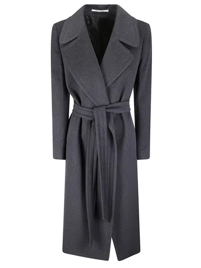 Tagliatore Lined Virgin Wool And Cashmere Coat With Tailored Silhouette In Gray