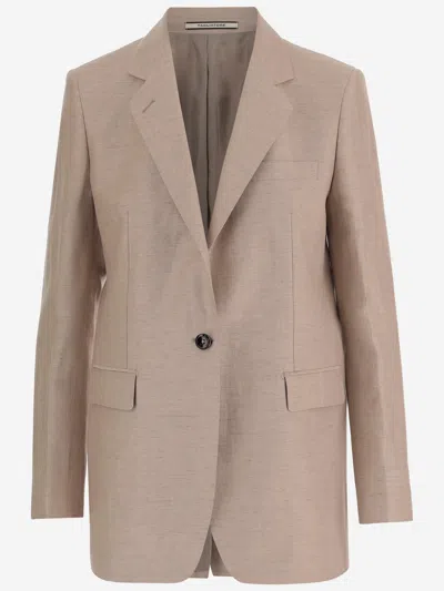 Tagliatore Linen And Cotton Blend Jacket In Pink