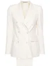 Tagliatore Double-breasted Linen Suit In White