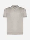 Tagliatore Men Beige Linen And Cotton Knit Polo Shirt In Beige