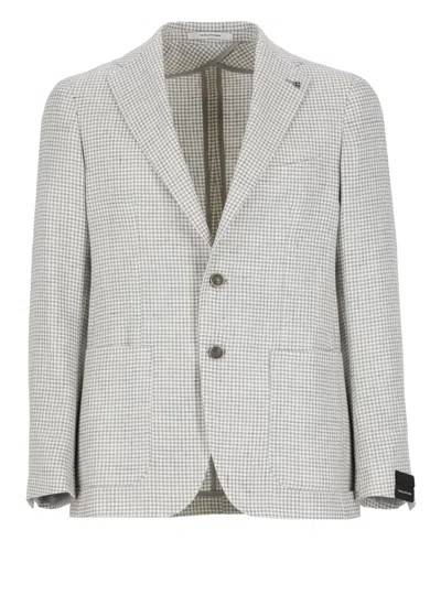 Tagliatore Linen And Virgin Wool Jacket In Grey