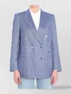 Tagliatore Double-breasted Cotton Jacket With Structured Shoulders In Blue