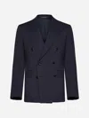TAGLIATORE LINEN AND WOOL-BLEND DOUBLE-BREASTED BLAZER