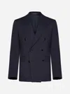 Tagliatore Linen And Wool-blend Double-breasted Blazer In Blue