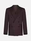 Tagliatore Men Linen And Wool-blend Double-breasted Blazer In Brown