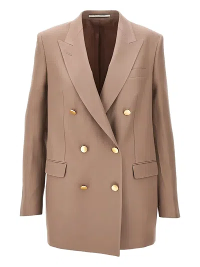 Tagliatore Linen Blazer In Brown