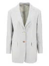 Tagliatore White Jacket With Pointed Lapels And Front Pockets