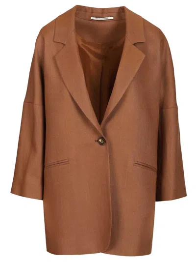 Tagliatore Linen Blazer Jackets Brown